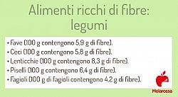 Alimenti ricchi di fibre: legumi, frutta, ortaggi e cereali